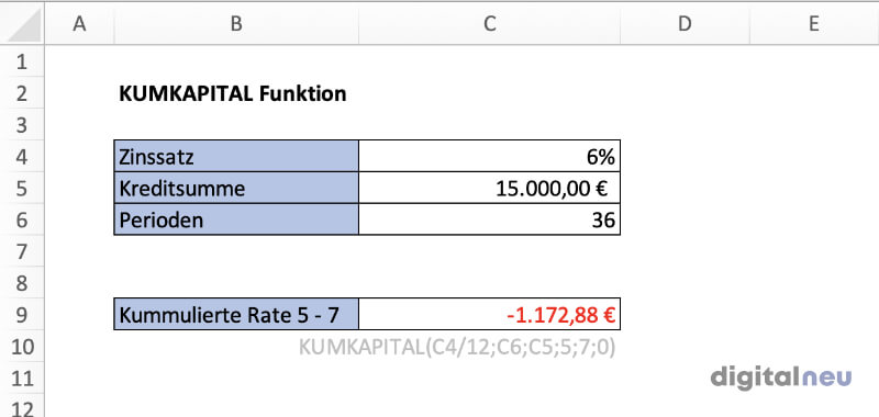 Excel KUMKAPITAL Funktion Excel KUMKAPITAL Funktion