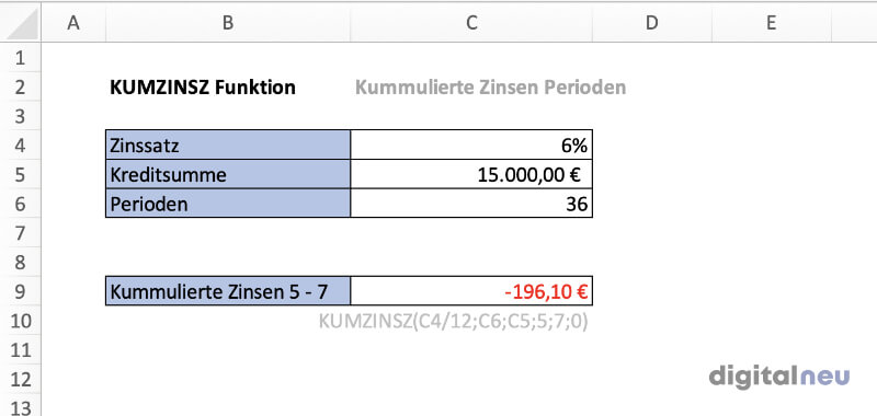 Excel KUMZINSZ Funktion