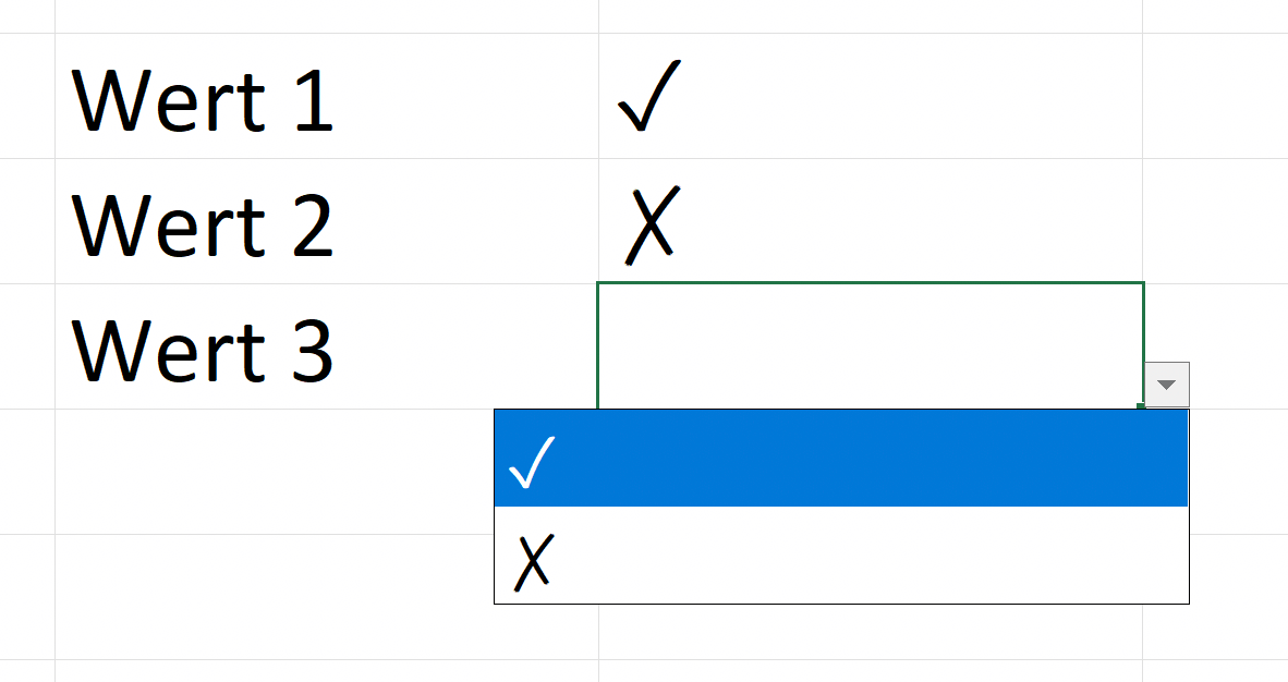 Haken per Dropdown in Excel einfügen Haken per Dropdown in Excel einfügen
