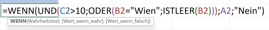 WENN Funktion mit UND ODER Formel