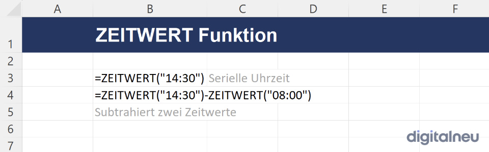 Excel ZEITWERT Funktion